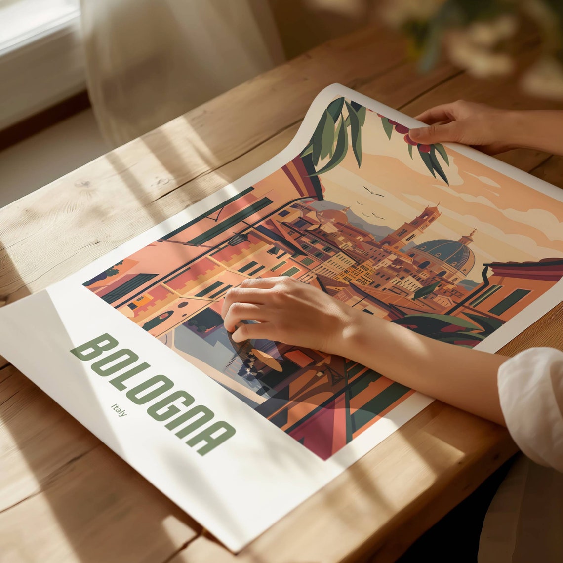 Bologna Italy Charming Historic Street Domes Vintage Travel Poster - Image 3