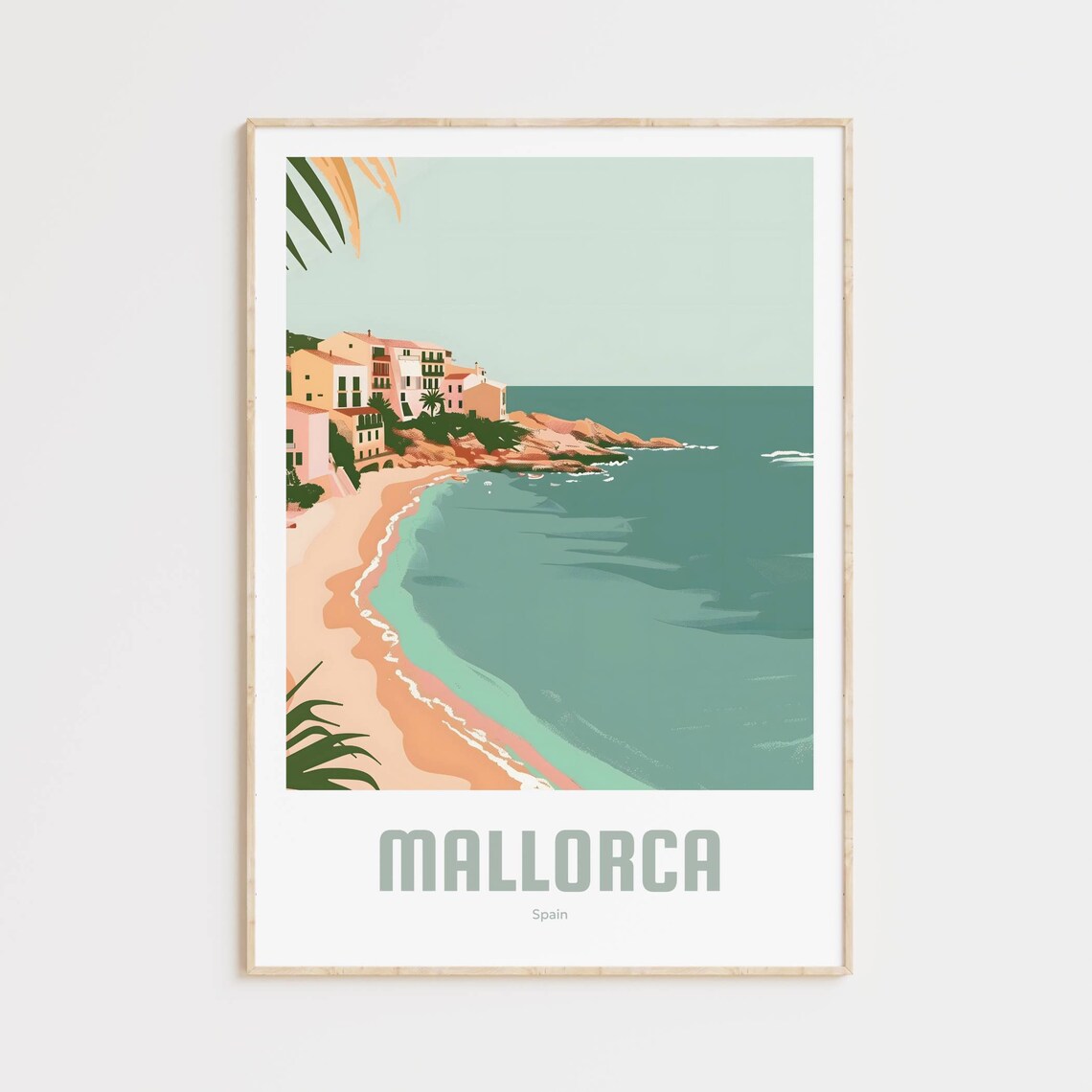 Mallorca Vintage Travel Poster, Spain Vacation Print