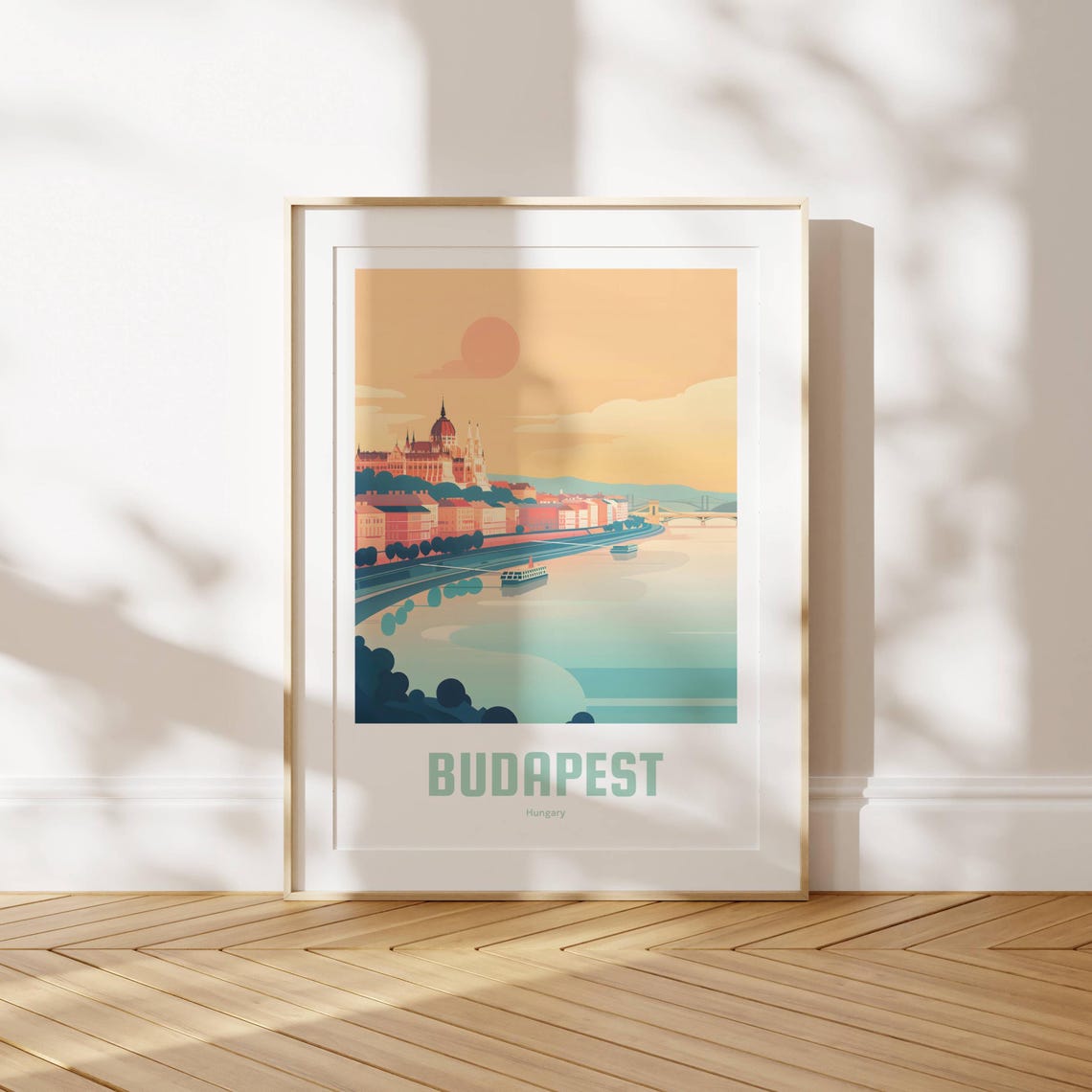 Budapest Parliament Sunset Danube River Vintage Travel Poster - Image 4