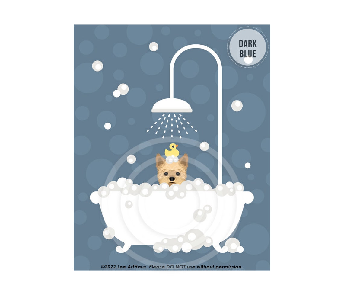 Yorkshire Terrier Bubble Bath Clawfoot Tub Rubber Duck Wall Art