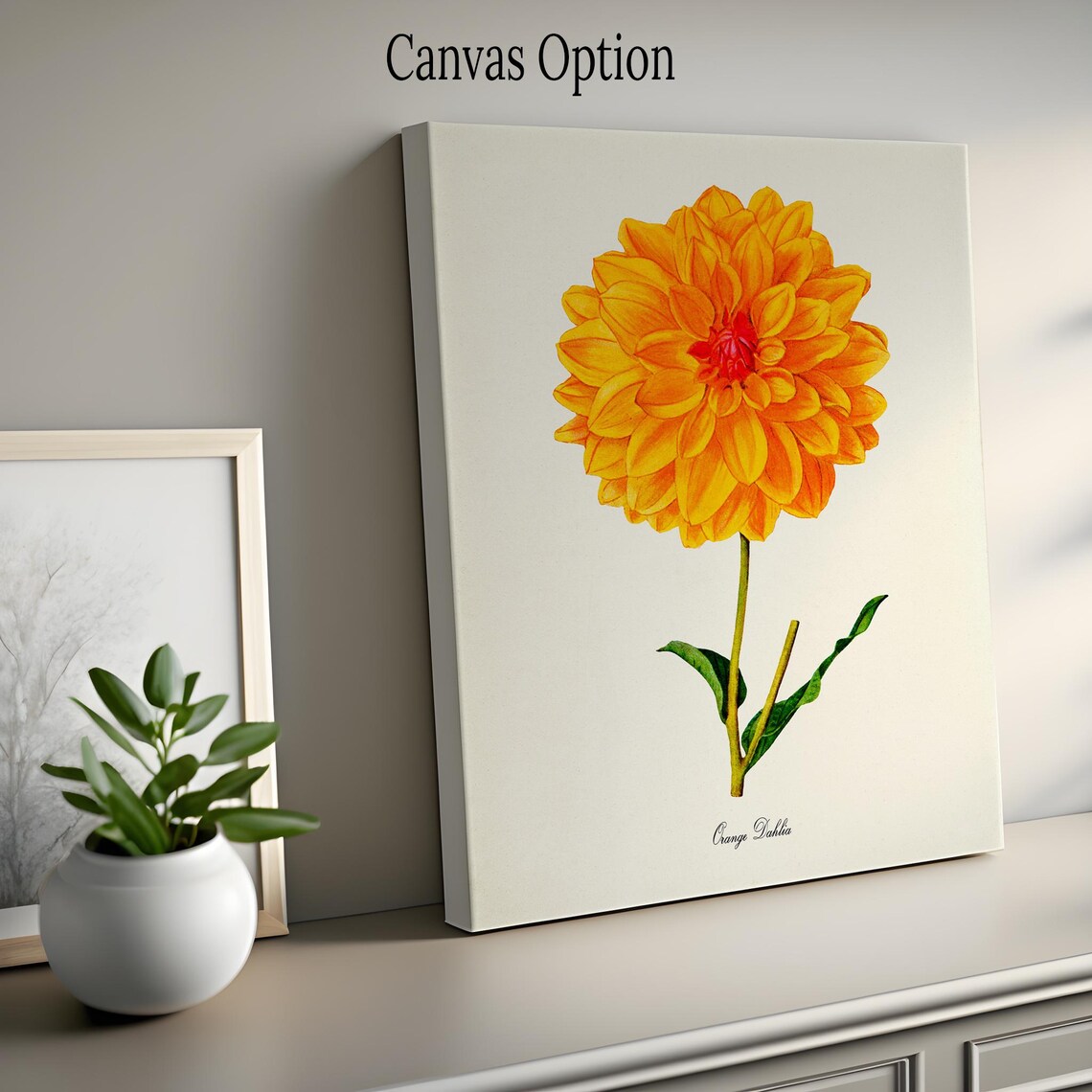 Orange Dahlia Flower Art Print, Botanical Decor - Image 2