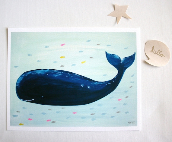 Nursery Art Print Jo Jo The Whale Print Kids Decor Kids Wall Art Baby Art