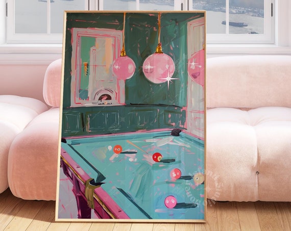 Funky Billiards Ball 8 Poster, Groovy Dorm Decor