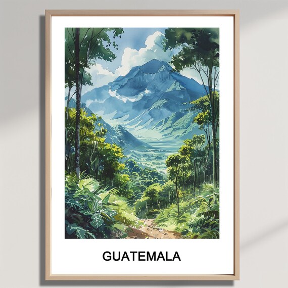 Guatemala Watercolor Art Print Travel Souvenir