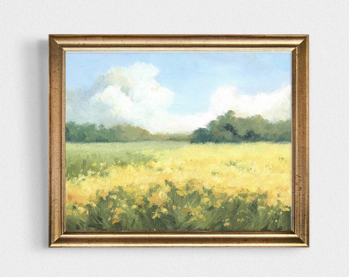 Meadow Landscape Oil Painting Art Print