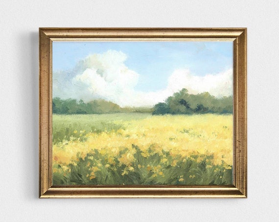 Meadow Landscape Oil Painting Art Print