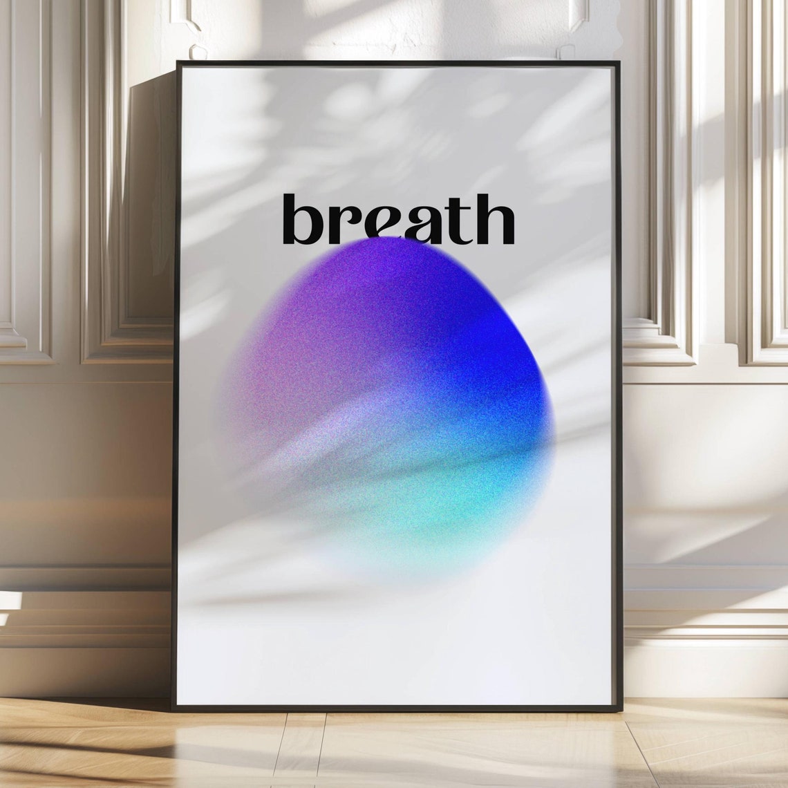 Breath Mindfulness Word Purple Blue Gradient Aura Calm Therapy Poster