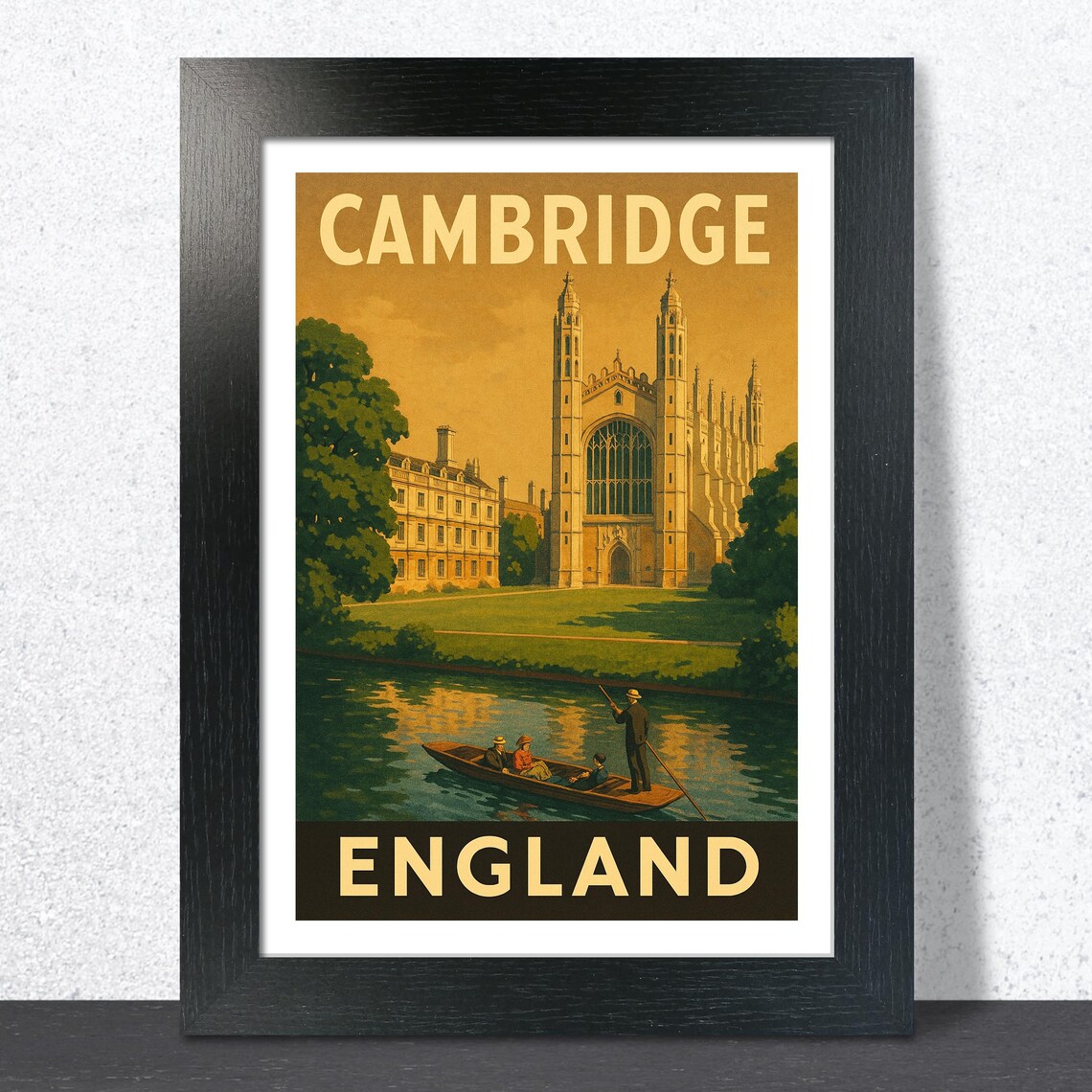 Cambridge England Vintage Travel Poster, Art Print