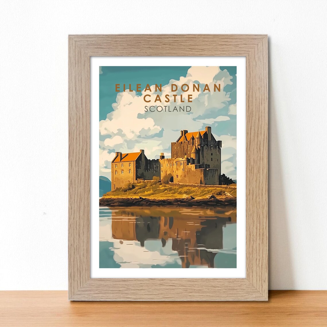 Eilean Donan Castle Scotland Vintage Illustrated Travel Poster