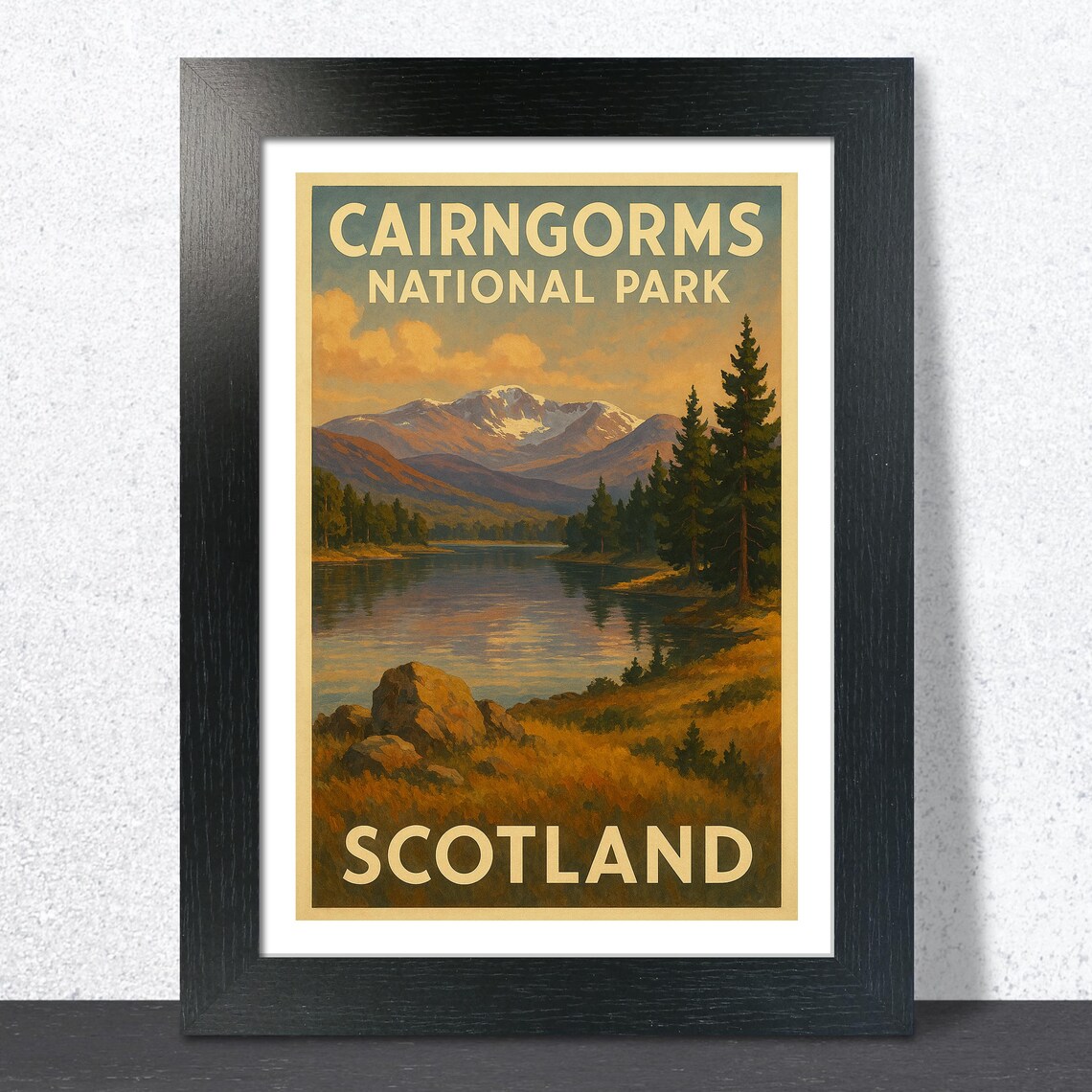 Cairngorms National Park Scotland Mountain Lake Sunset Poster