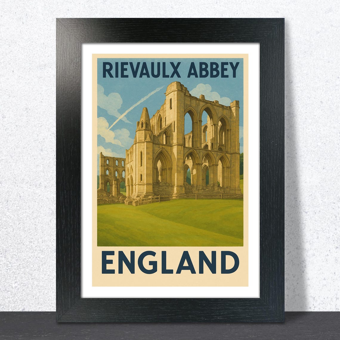Rievaulx Abbey England Stone Ruins Vintage Heritage Travel Poster