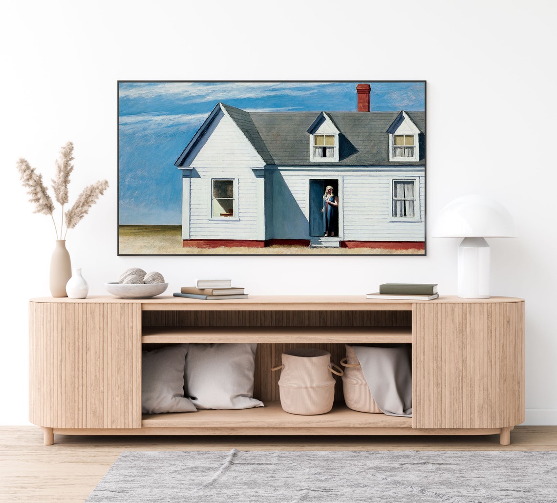 Frame Tv Art Edward Hopper Portrait Of Woman Tv Art Neutral Vintage Oil Painting White House Frame Tv Art Large Art - Image 4