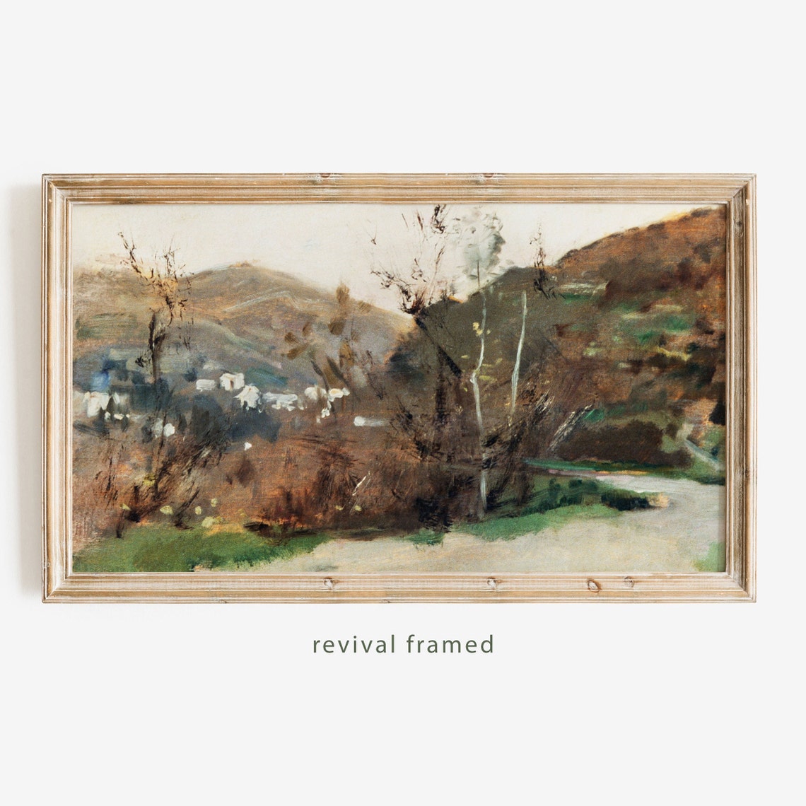 Autumn Woodland Path Impressionist Landscape with Hills Poster