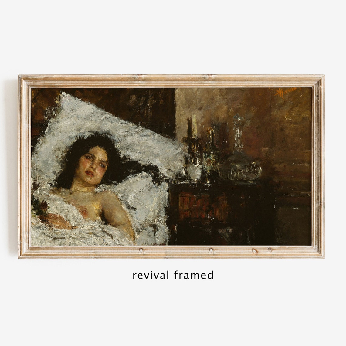 Frame Tv Rustic Oil Painting Frame Tv Art Vintage Portrait Woman Female Body Vintage Art Frame Tv Art Large Art Boudoir