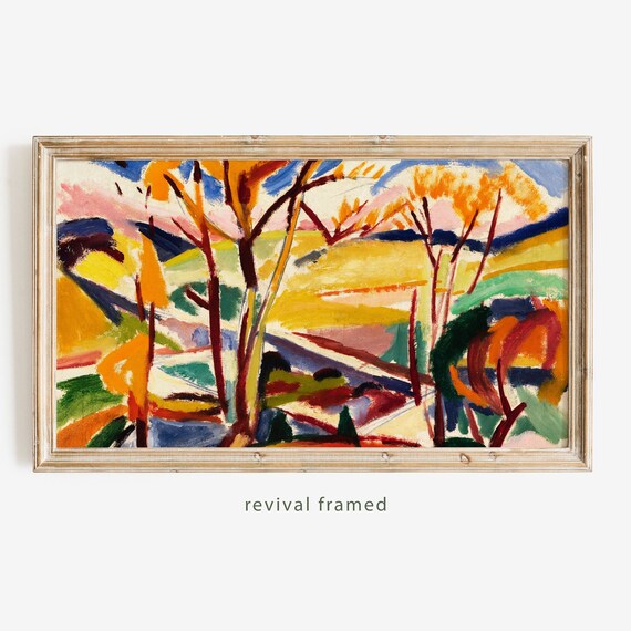 Fauvist Autumn Forest Landscape Bold Color Trees Vintage Art Poster