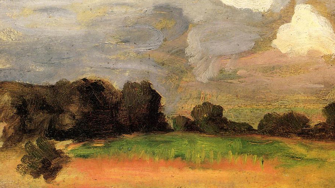 Rustic Golden Field Landscape under a Dramatic Stormy Sky Poster - Image 2