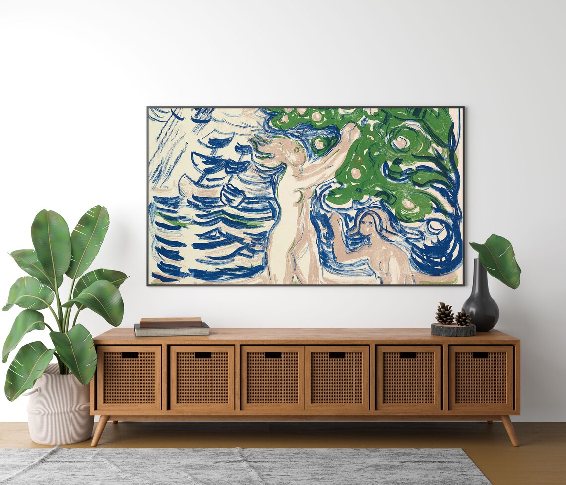 Edvard Munch Bathers by the Water Expressive Blue Figure Painting Poster - Image 4