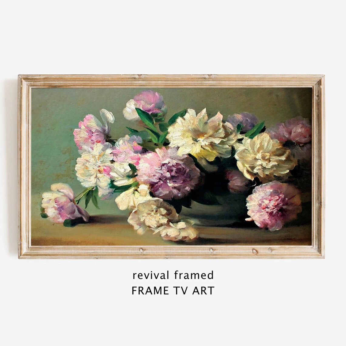 Pink and White Peonies Vintage Still Life Oil Painting Floral Poster