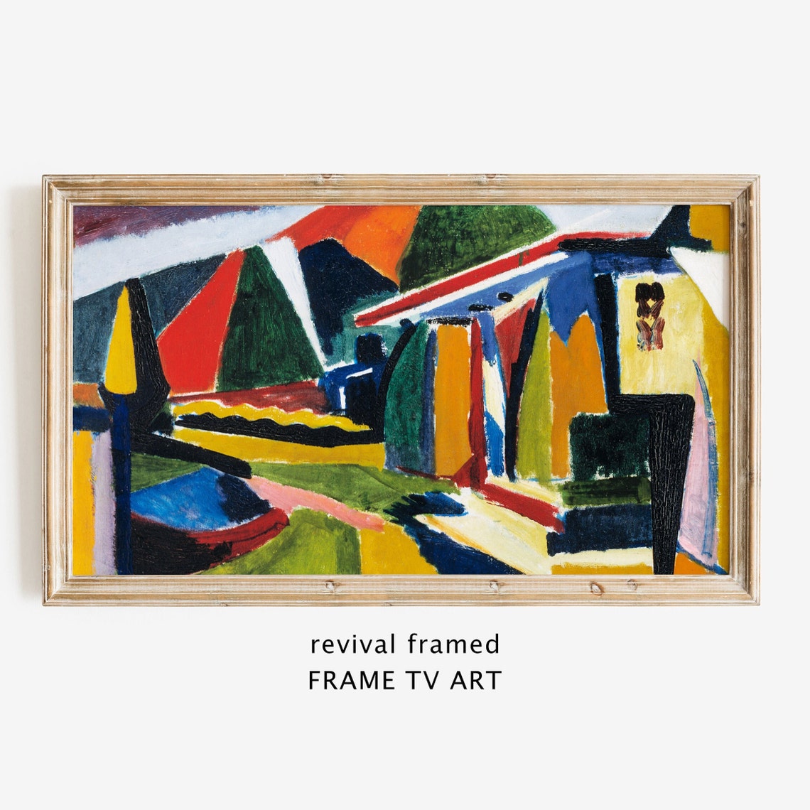 Fauvist Abstract Mountain Town Bold Color Block Oil Painting Poster