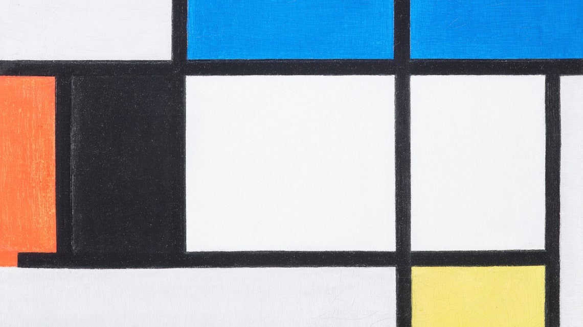 Mondrian Abstract Composition with Yellow Blue and Red Blocks Poster - Image 2