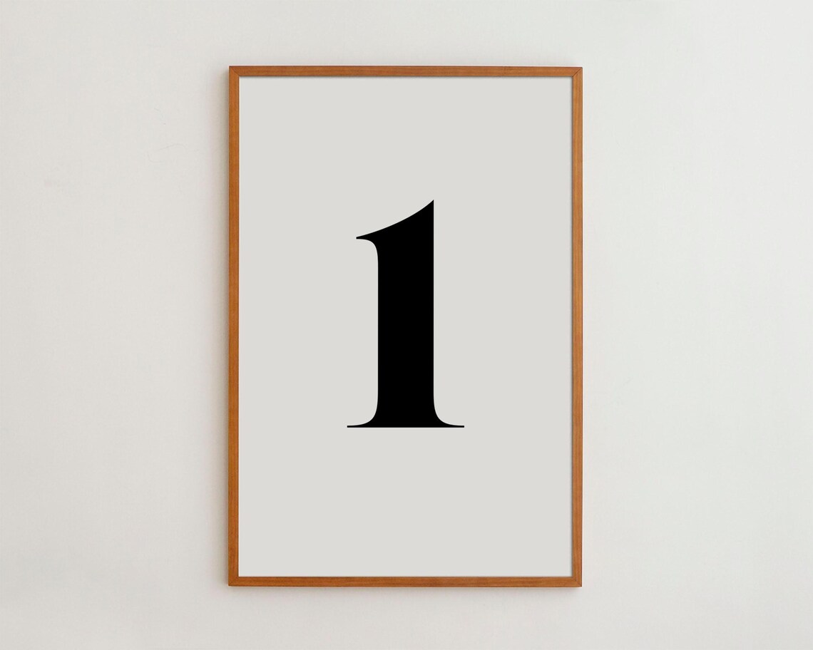 Number One Print, Minimalist Nursery Wall Art