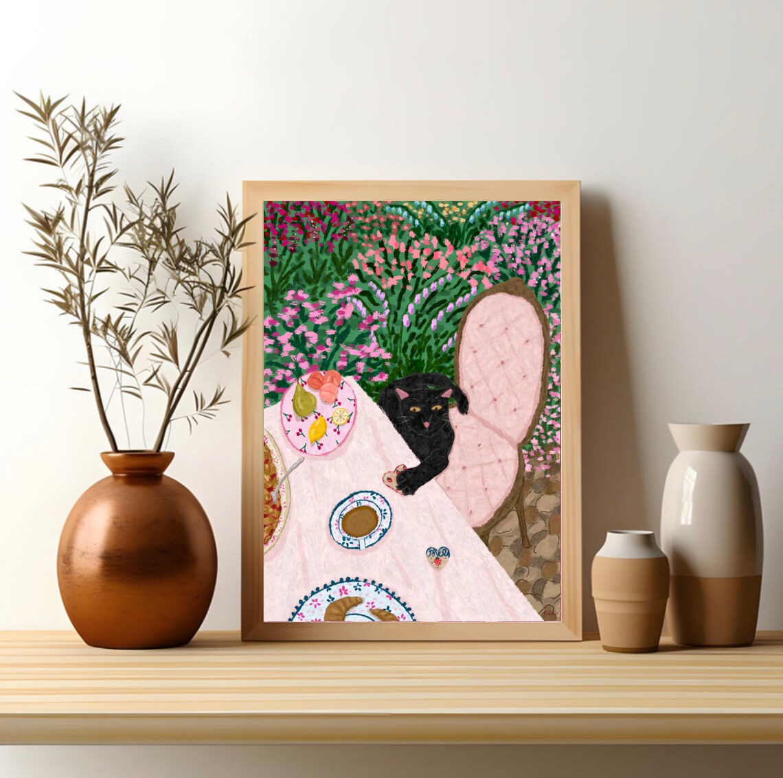 Garden Cat Print, Floral Cat Art Print - Image 4