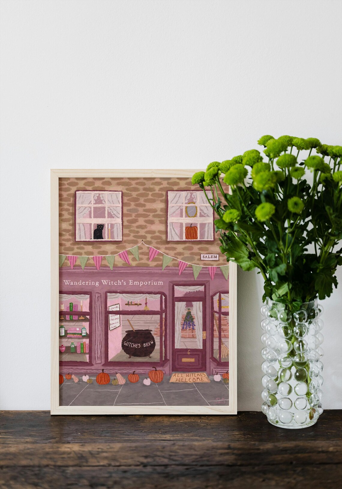 Salem Massachusetts Witch Shop, Halloween Art Print - Image 4