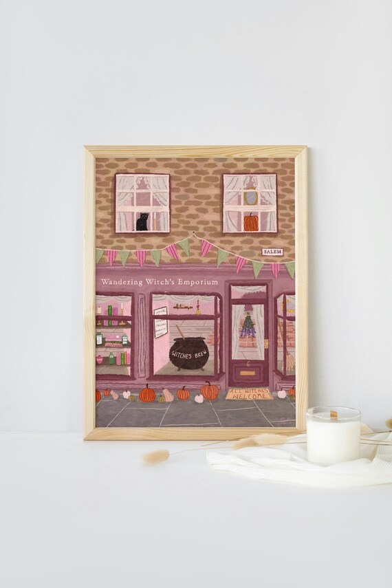 Salem Massachusetts Witch Shop, Halloween Art Print