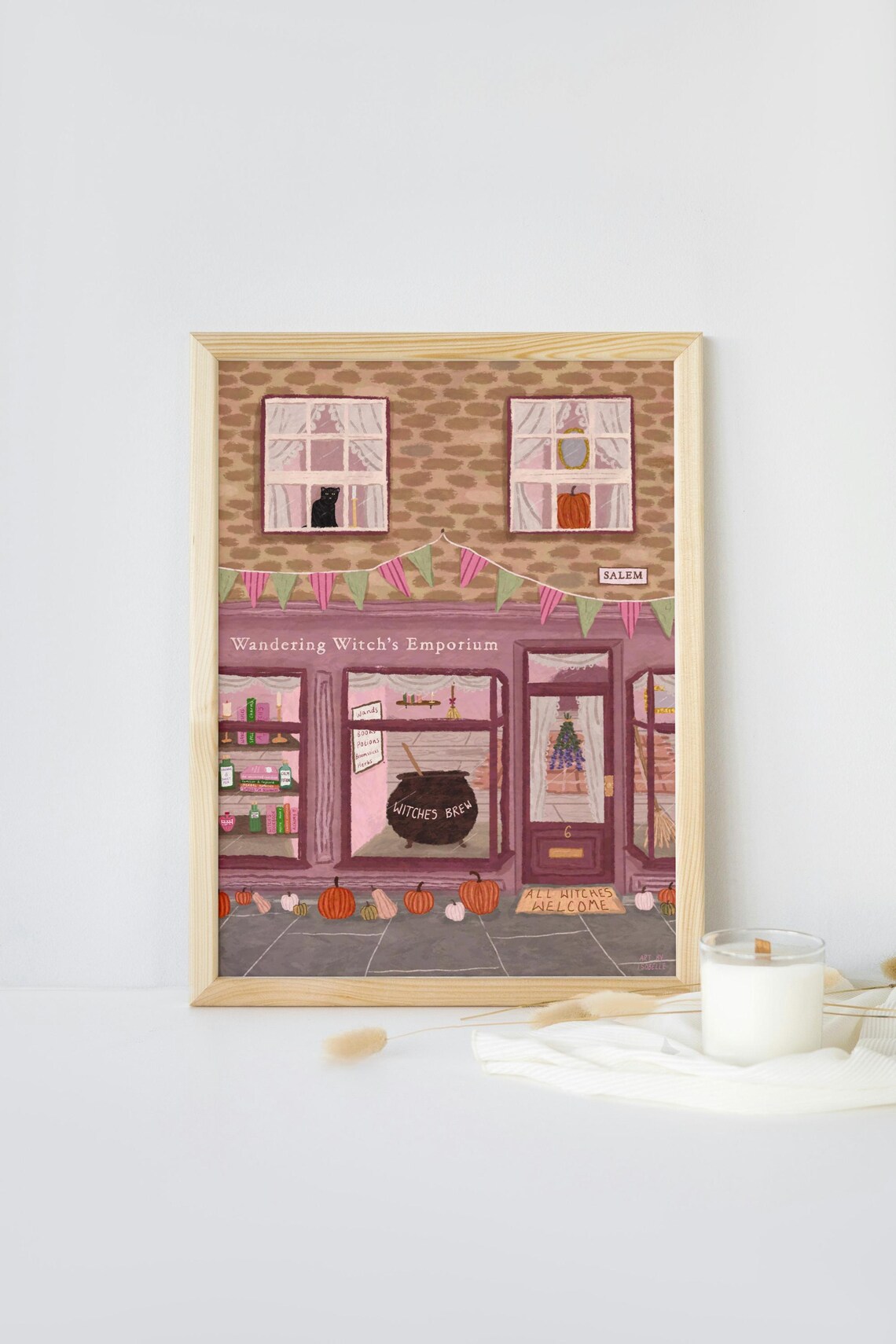 Salem Massachusetts Witch Shop, Halloween Art Print