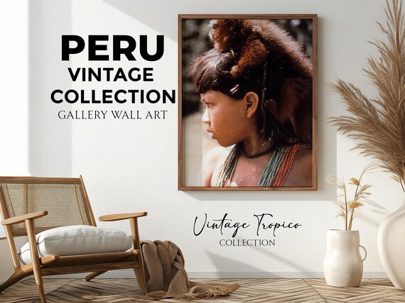 Peru Amazon Indigenous Child With Monkey Vintage Ethnographic Poster