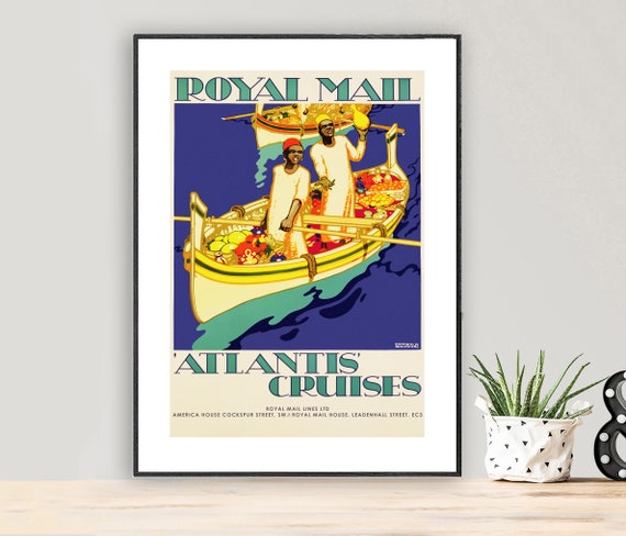 Royal Mail Atlantis Cruises Vintage Travel Poster Poster Paper Or Print Gift Idea