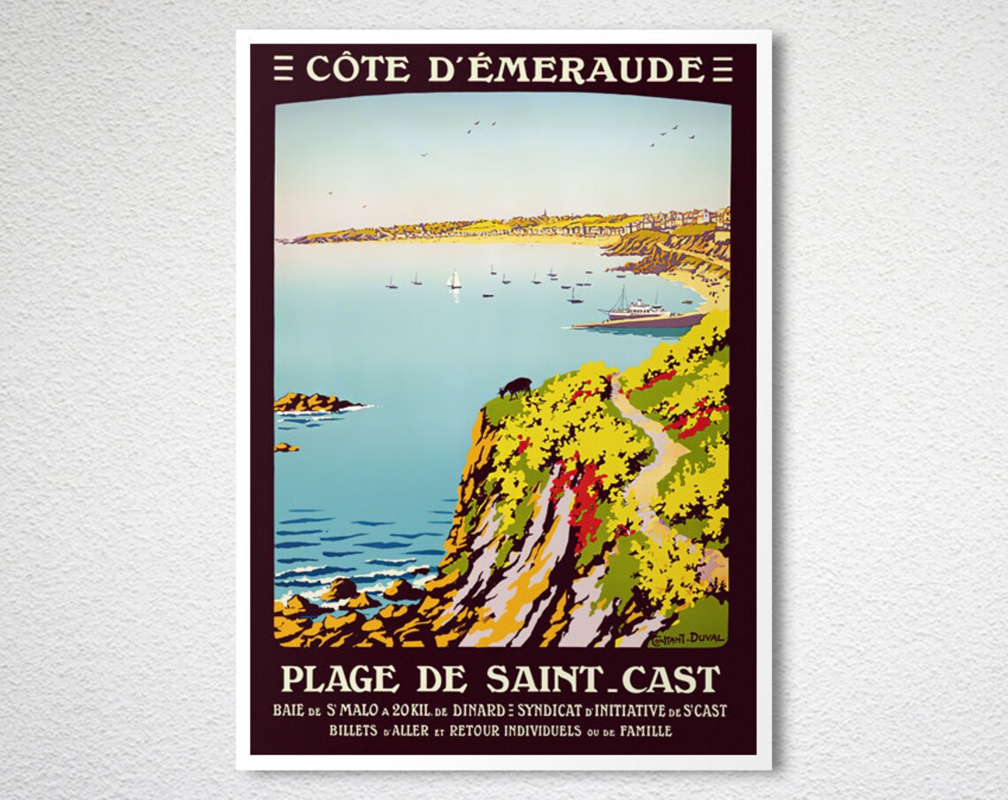 Plage De Saint Cast France Vintage Travel Poster - Image 2