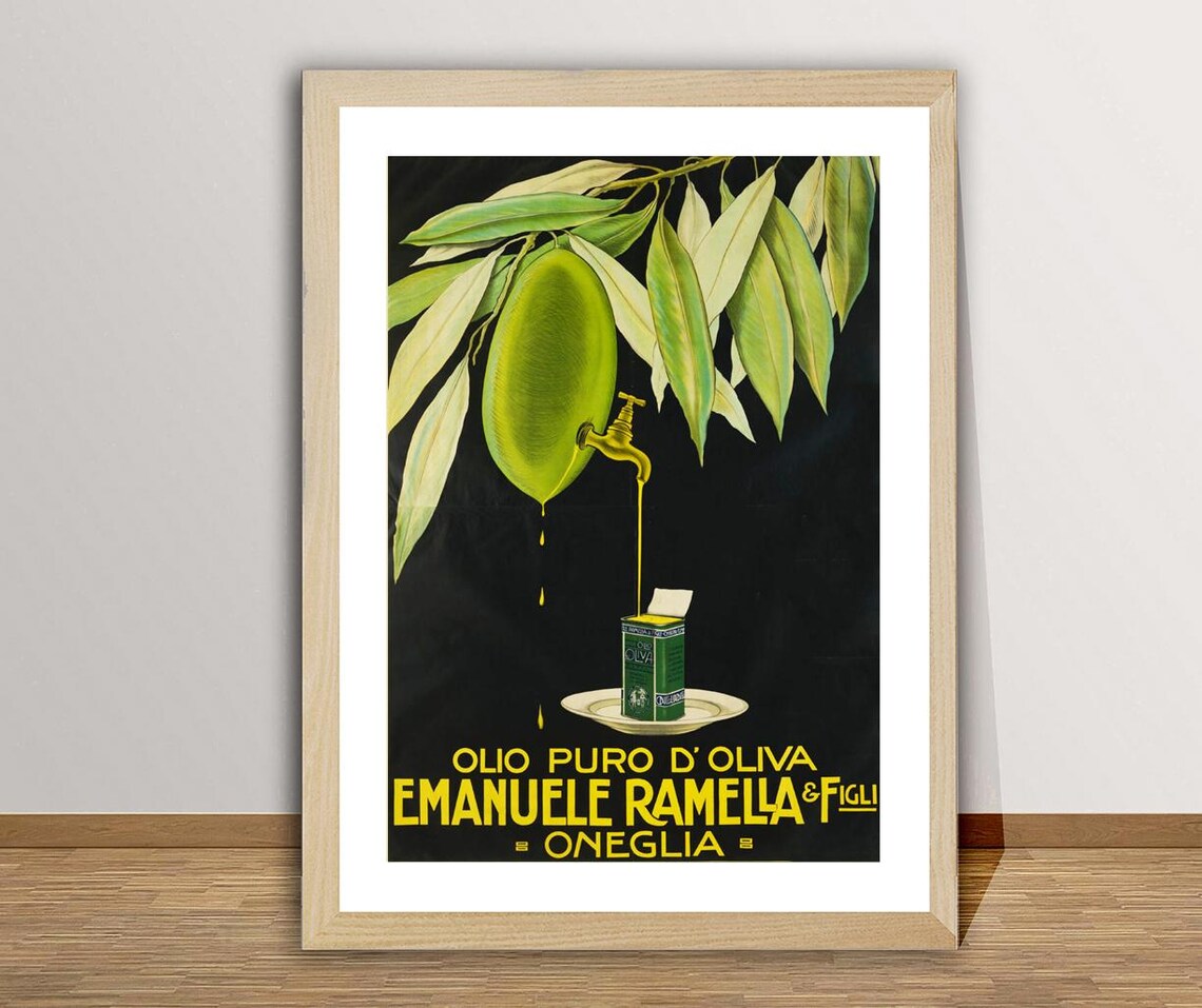 Emanuele Ramella Olive Oil Oneglia Italy Vintage Advertising Poster - Image 2