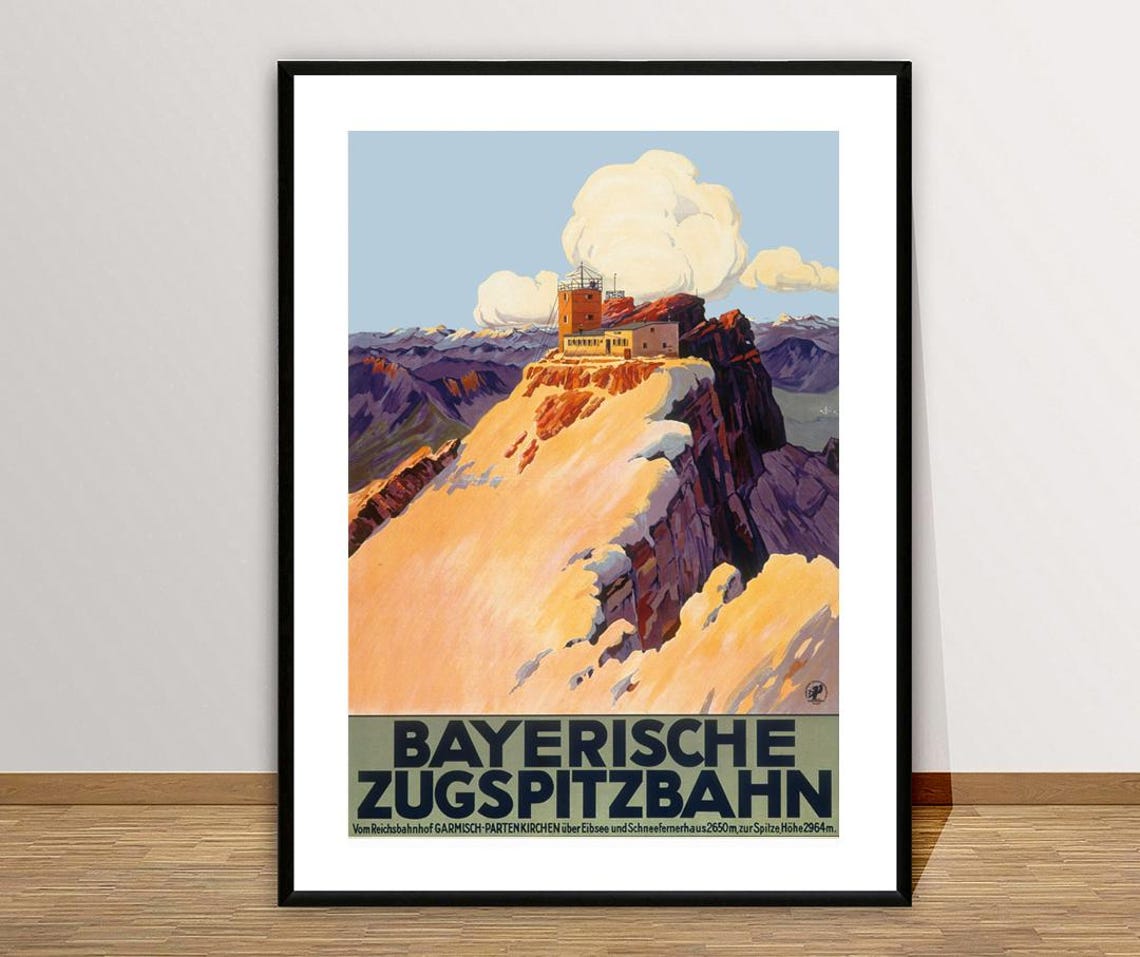 Bayerische Zugspitzbahn Garmisch Summit Bavarian Alps Vintage Poster - Image 3