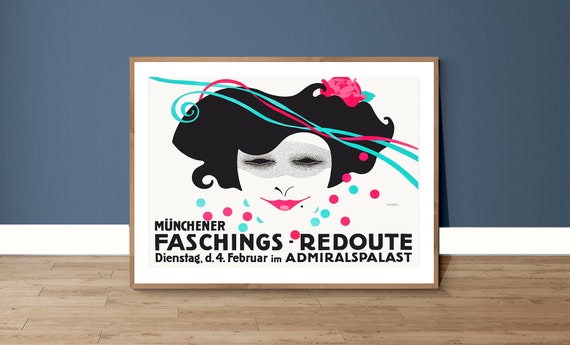 Mnchener Faschings Redoute Vintage Entertainment Poster Poster Paper Or Print Gift Idea