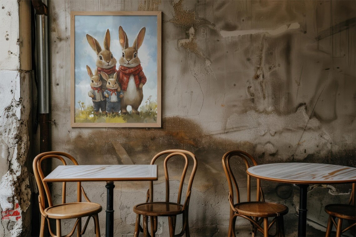 Cute Easter Bunny Family, Nursery Decor Art Print - Image 2