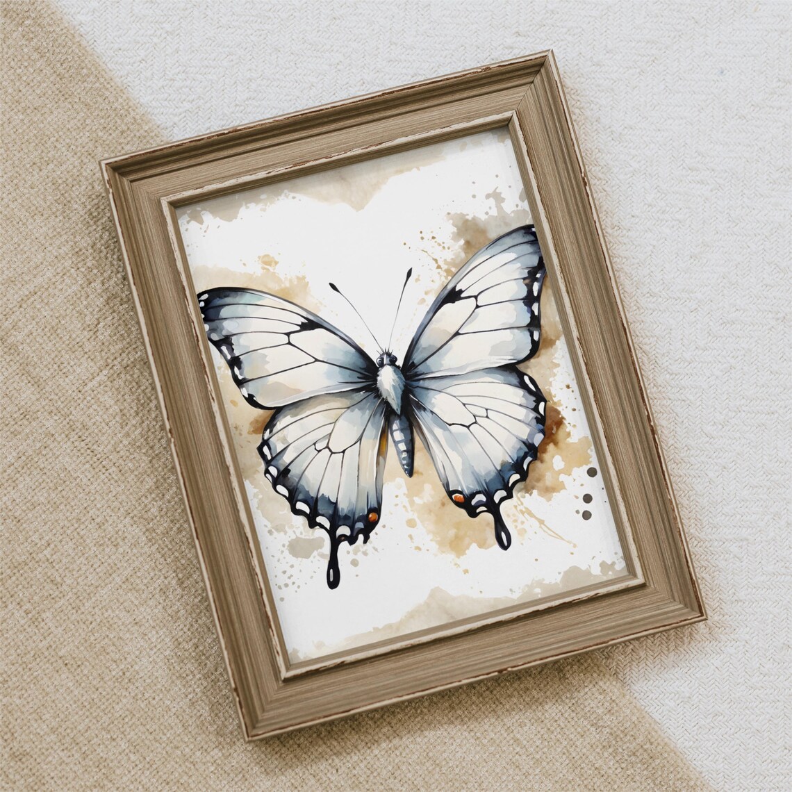 Vintage White Butterfly Print, Cottagecore Decor