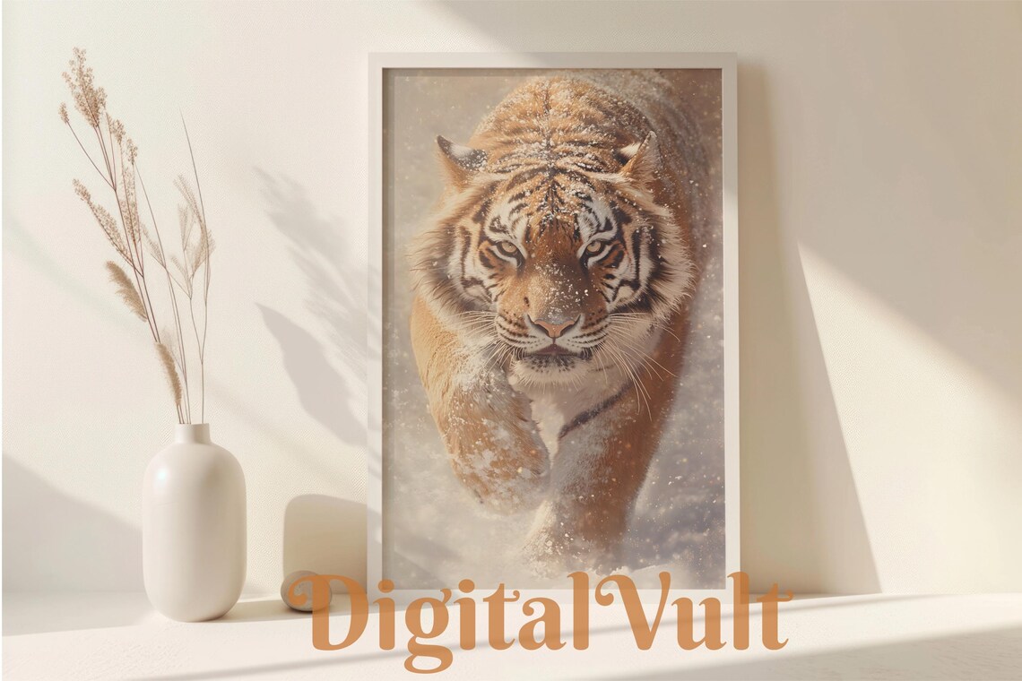 Snowy Tiger Majestic Winter Portrait Wild Cat Fine Art Wall Art