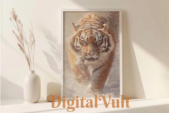 Snowy Tiger Majestic Winter Portrait Wild Cat Fine Art Wall Art
