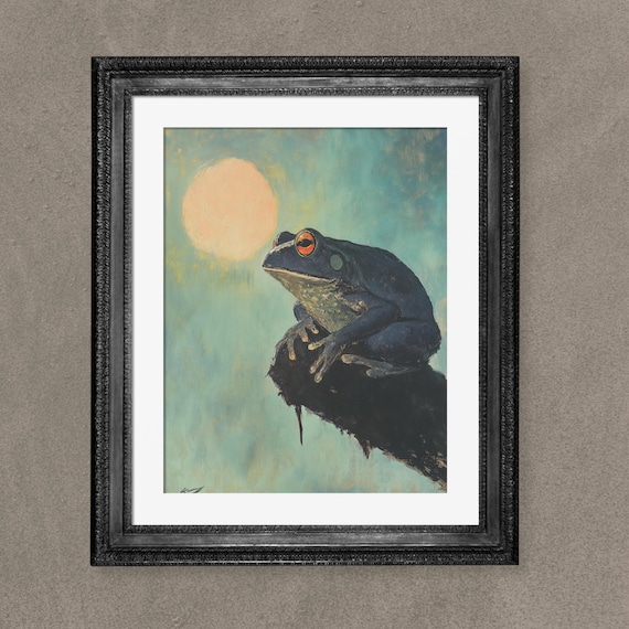 Vintage Witch Toad, Gothic Halloween Art Print