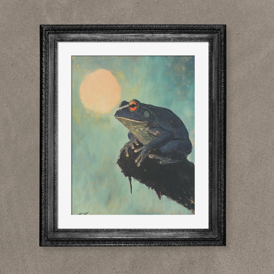 Vintage Witch Toad, Gothic Halloween Art Print