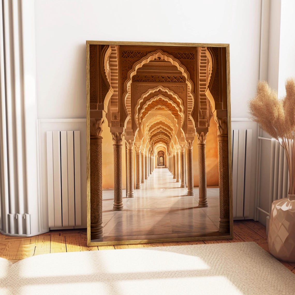 Moorish Arches Hallway Columns Warm Architecture Photo Poster - Image 4