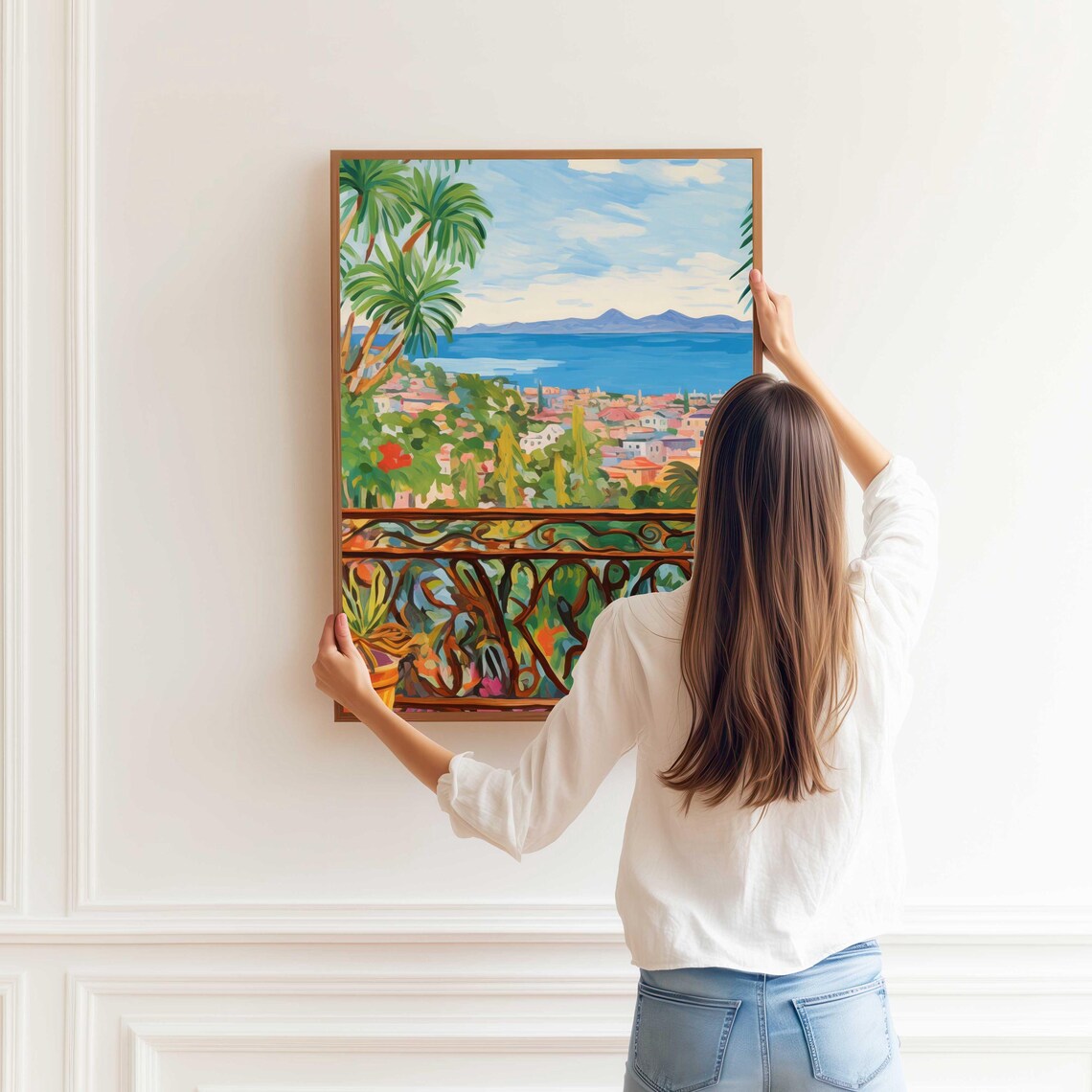 Matisse Inspired Coastal Balcony View Colorful Mediterranean Painting Poster - Image 3