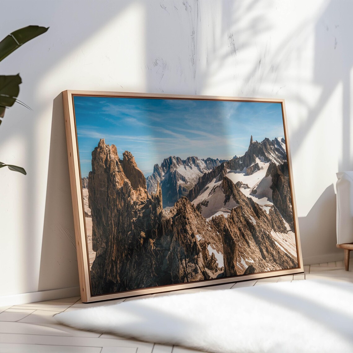 Dramatic Rocky Mountain Peaks Snow Blue Sky Landscape Photo Poster - Image 3