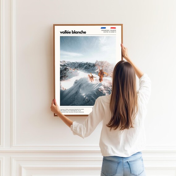 Vallee Blanche Chamonix Ski Descent French Alps Winter Sports Poster