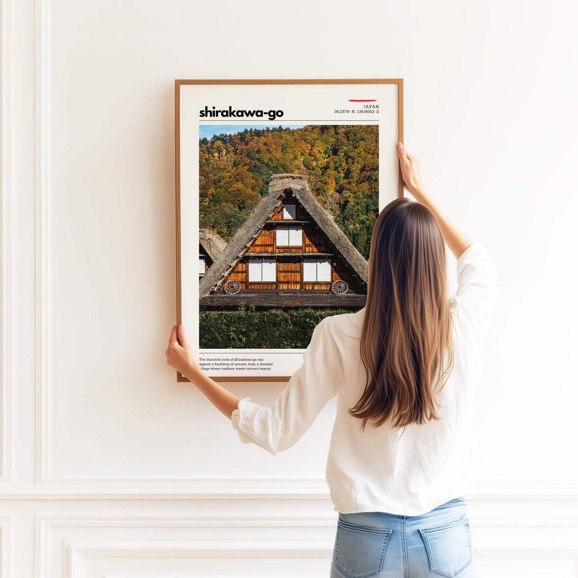 Shirakawa Go Wall Art Traditional Japanese Village Print Thatched Roof Landscape Poster Autumn Nature Decor Japan Travel Photography - Image 2