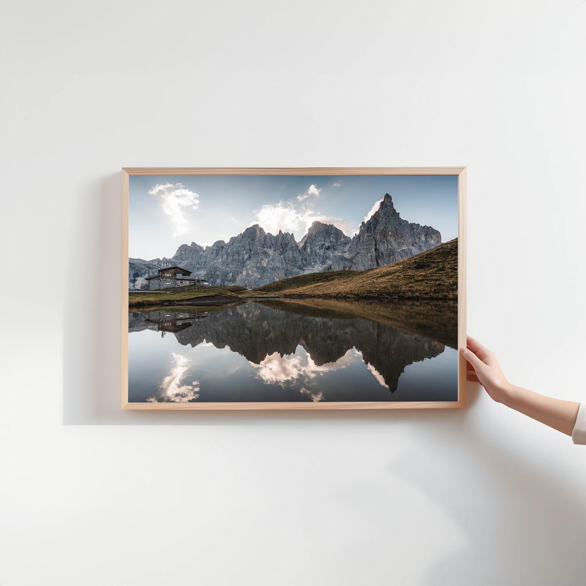 Baita Segantini Dolomites Italy Stone Hut Lake Reflection Poster - Image 2