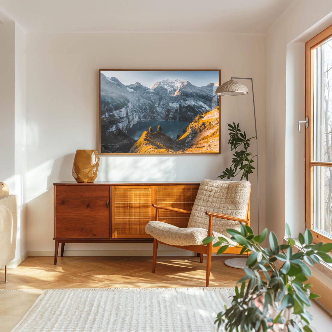 Alpine Lake With Two Lone Pines Golden Ridge Sunset Photo Poster - Image 5