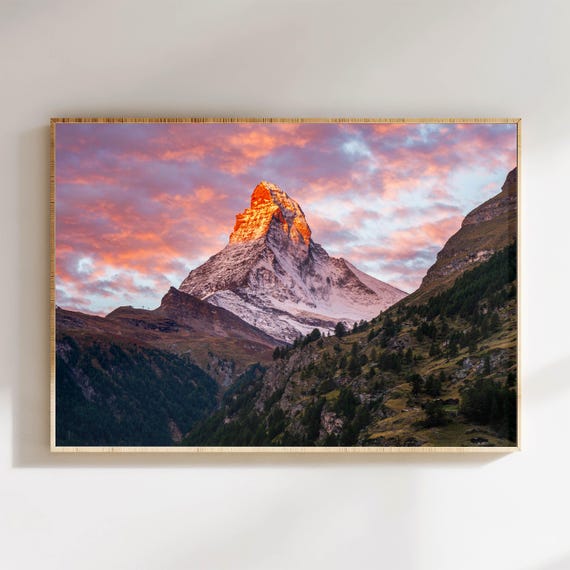 Sunrise at the Matterhorn, Swiss Alps Travel Poster