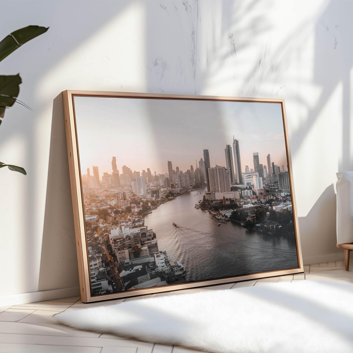 Bangkok Skyline with Chao Phraya River Glowing at Sunset Poster - Image 3